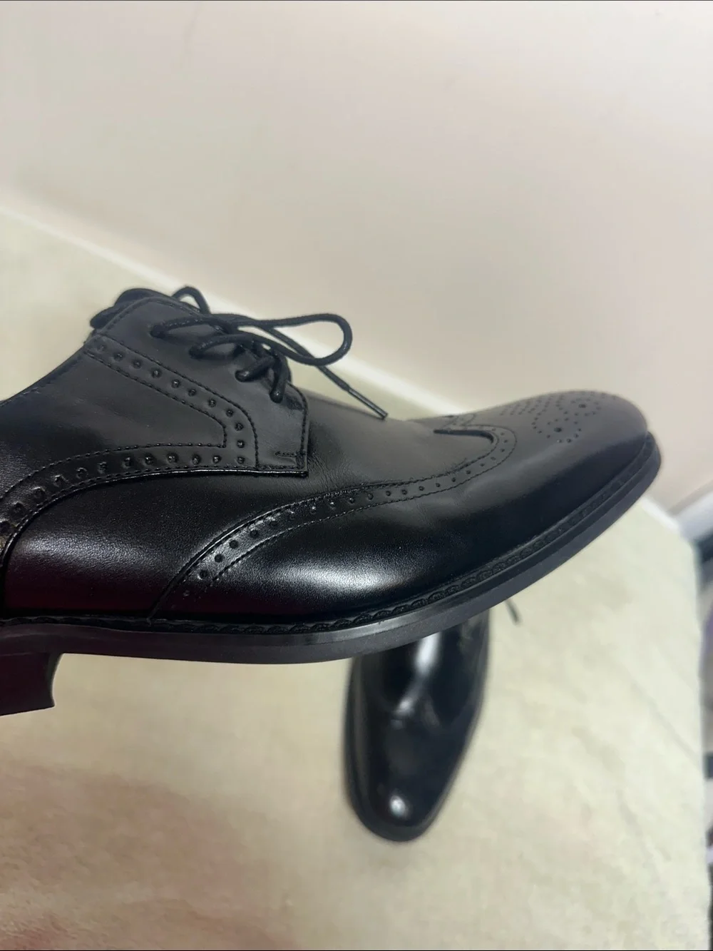 Joseph Abboud Black Leather Wingtip Oxfords